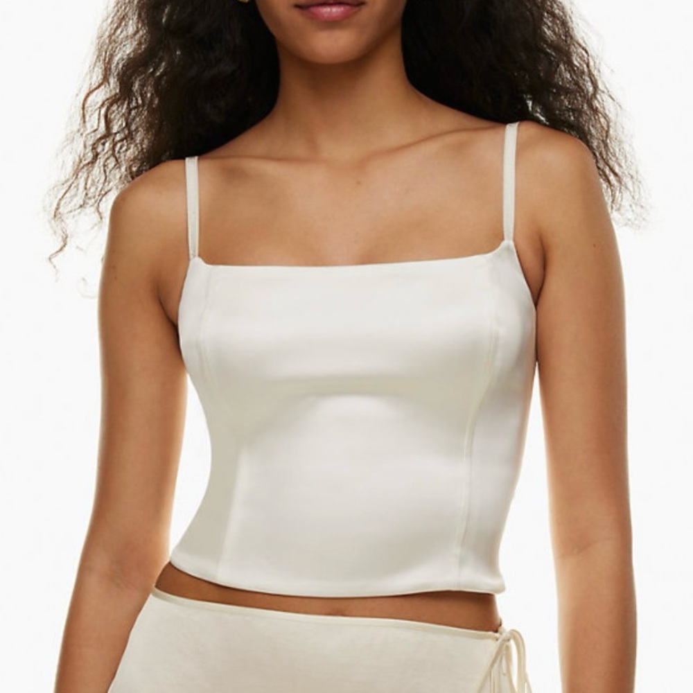 *GREEN* aritzia Wilfred satin bustier top